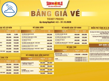 Giá vé cáp treo mới nhất, giá cáp treo tháng 05
