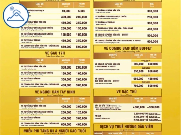 Giá vé cáp treo mới nhất, giá cáp treo tháng 07