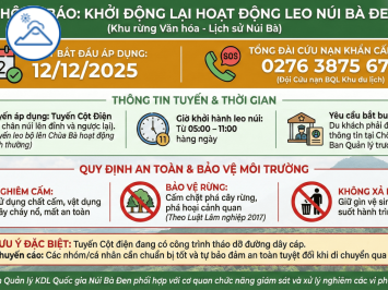 THÔNG BÁO Về việc leo núi, dã ngoại (đi phượt) tại Khu rừng Văn hóa - Lịch sử Núi Bà